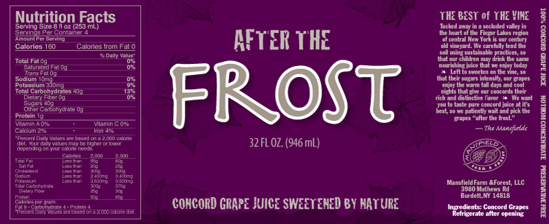 After the Frost Grape Juice Label- Beverage Label