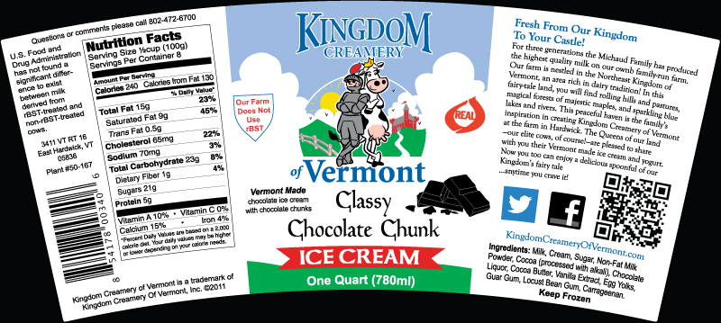 Kingdom Creamery Ice Cream Label