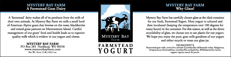 Mystery Bay Farm Yogurt Label