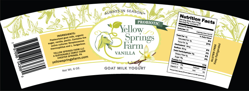 Yeloow Springs Farm Goat Milk Yogurt Label